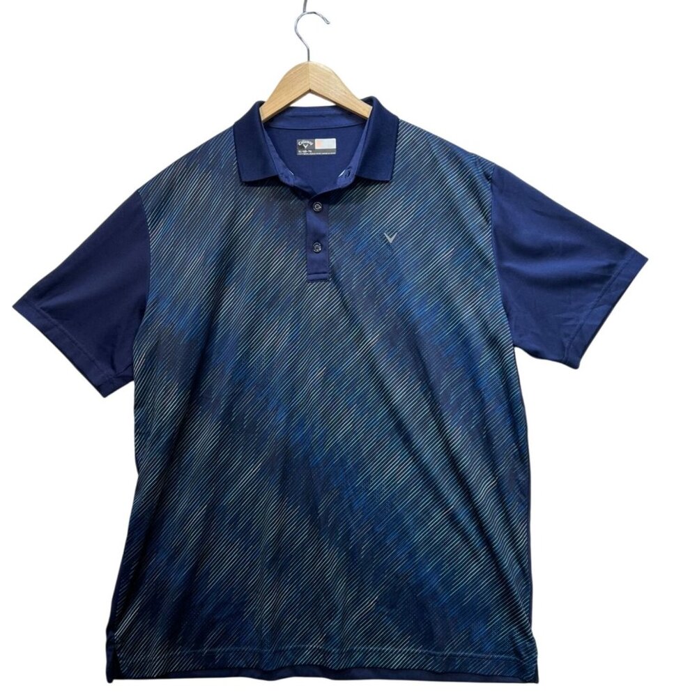 Callaway Mens Opti-Dri Golf Polo Shirt Size XL Navy Abstract Short Sleeve Casual